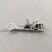 Load image into Gallery viewer, JAMAICAN BAMBOO RAFT .925 Sterling Silver Map Charm Pendant Martha Brae River Caribbean Jungle Lagoon Travel Places tr25