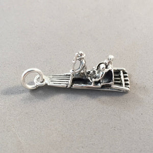 JAMAICAN BAMBOO RAFT .925 Sterling Silver Map Charm Pendant Martha Brae River Caribbean Jungle Lagoon Travel Places tr25