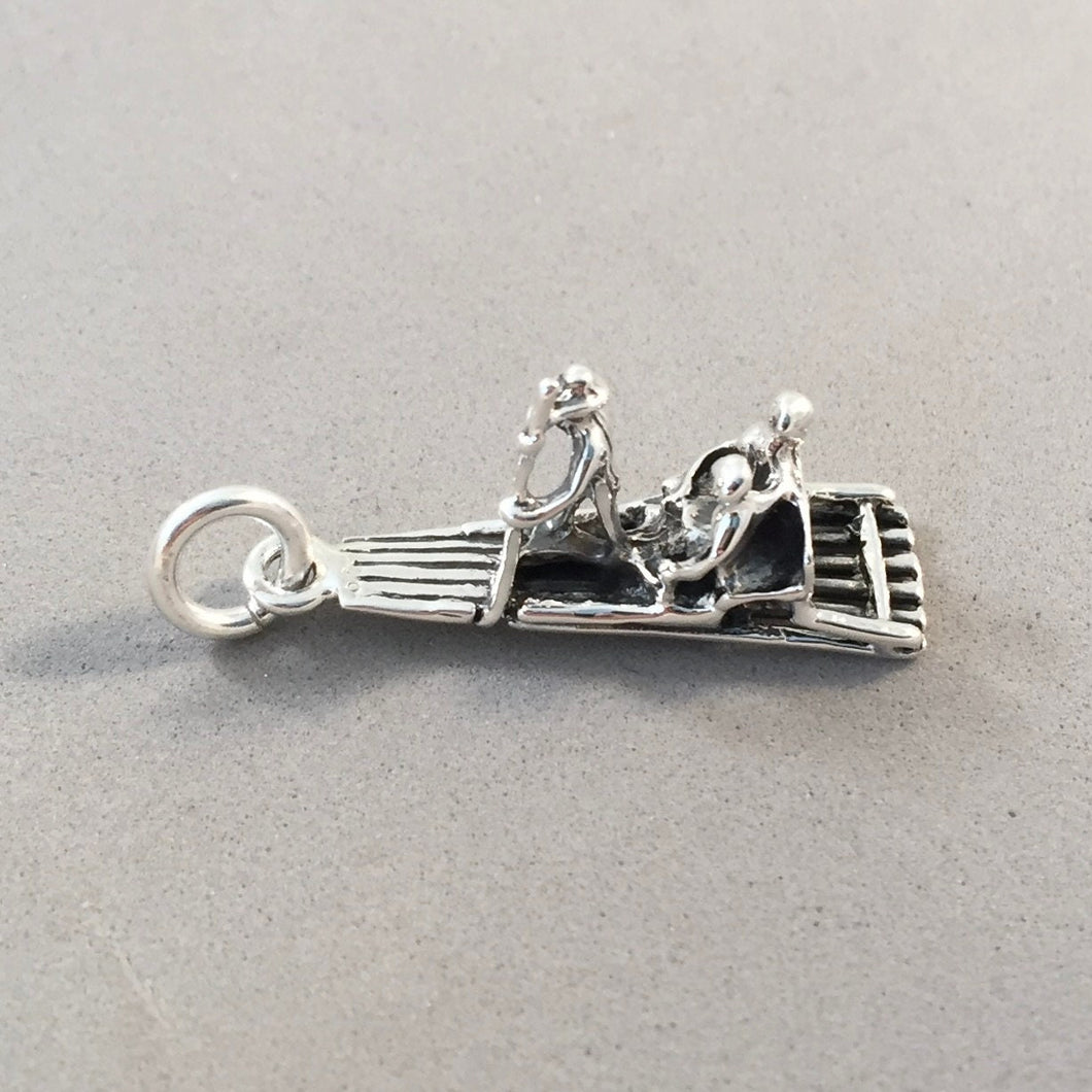 JAMAICAN BAMBOO RAFT .925 Sterling Silver Map Charm Pendant Martha Brae River Caribbean Jungle Lagoon Travel Places tr25