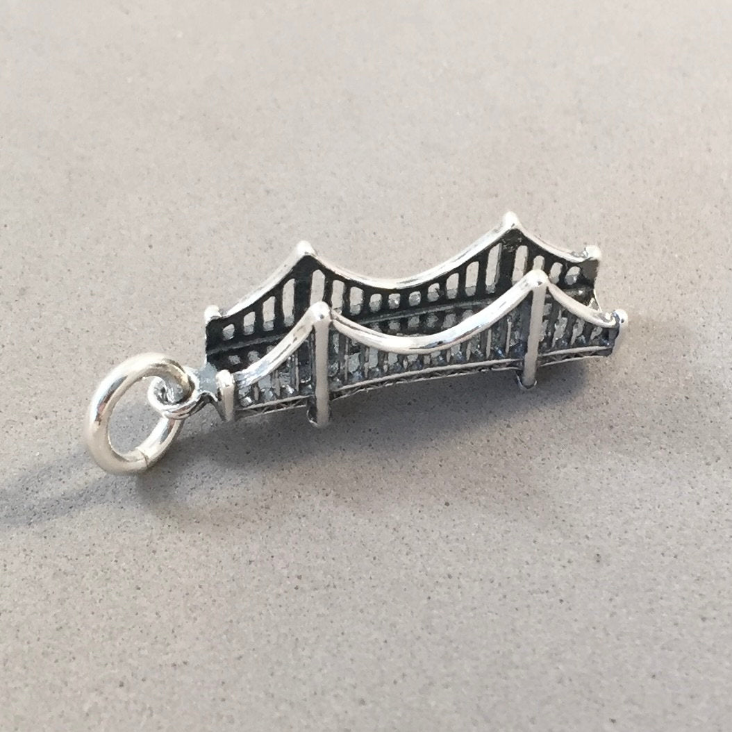 GOLDEN GATE BRIDGE 3-D Sterling Silver Charm Pendant San