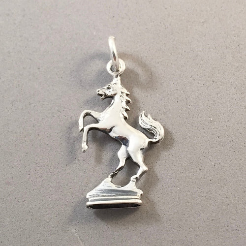 REARING HORSE .925 Sterling Silver Charm Pendant Mare Stallion Equestrian Cowboy Rodeo Naples Stuttgart AN37