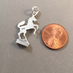 REARING HORSE .925 Sterling Silver Charm Pendant Mare Stallion Equestrian Cowboy Rodeo Naples Stuttgart AN37