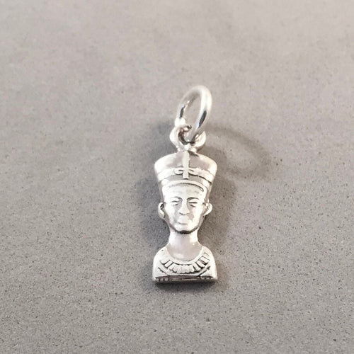 NEFERTITI .925 Sterling Silver 3-D Charm Pendant Egypt Travel Egyptian Pyramids Pharaoh Queen tz11