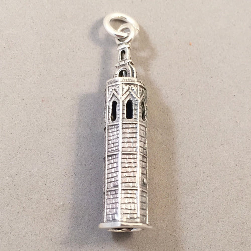 MIGUELETE TOWER  .925 Sterling Silver Charm Pendant Valencia Cathedral Church Clock Tourist Travel Places Souvenir TP14