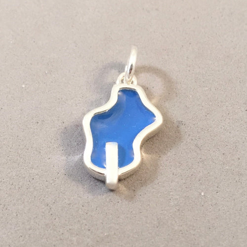 SWIMMING POOL With Diving Board .925 Sterling Silver 3-D Charm Pendant Enamel Vacation Resort HM10