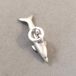 DOLPHIN SWIMMING .925 Sterling Silver 3-D Charm Pendant Nautical Sea Life Ocean Porpoise nt25