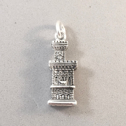 San Marino PALAZZO PUBBLICO .925 Sterling Silver 3-D Charm Pendant Town Hall Tower Souvenir Europe Italy te16