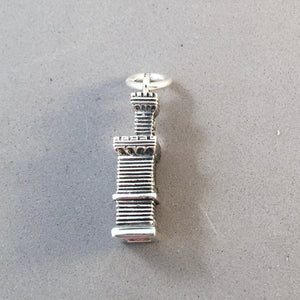 San Marino PALAZZO PUBBLICO .925 Sterling Silver 3-D Charm Pendant Town Hall Tower Souvenir Europe Italy te16