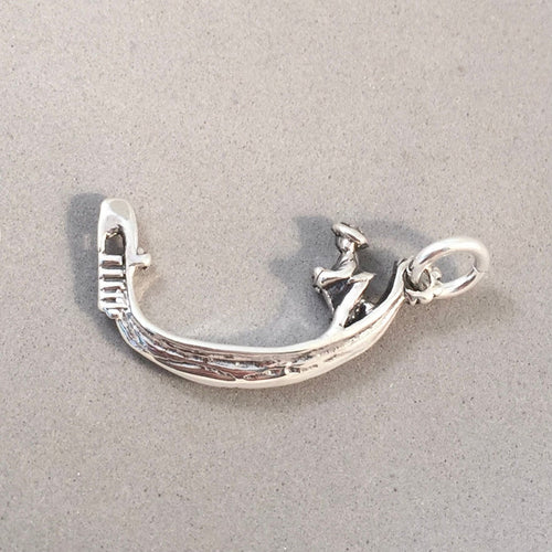 GONDOLA .925 Sterling Silver 3-D Charm Pendant Italy Europe Venice Venetian Gondolier Souvenir Travel Boat ti53