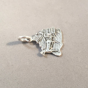 IRISH JAUNTING CAR .925 Sterling Silver Charm Pendant Ireland Killarney National Park Cart tb52