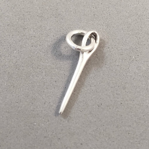 SEWING NEEDLE .925 Sterling Silver 3-D Charm Pendant Knitting Crochet hb05