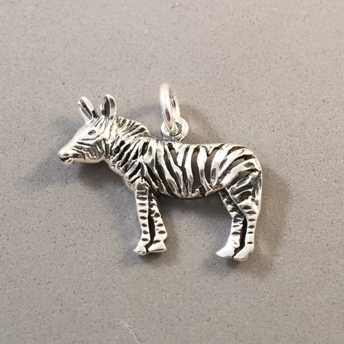 ZEBRA .925 Sterling Silver 3-D Charm Pendant Cut Out Safari Africa Animal an45