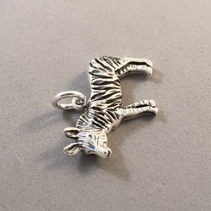 ZEBRA .925 Sterling Silver 3-D Charm Pendant Cut Out Safari Africa Animal an45