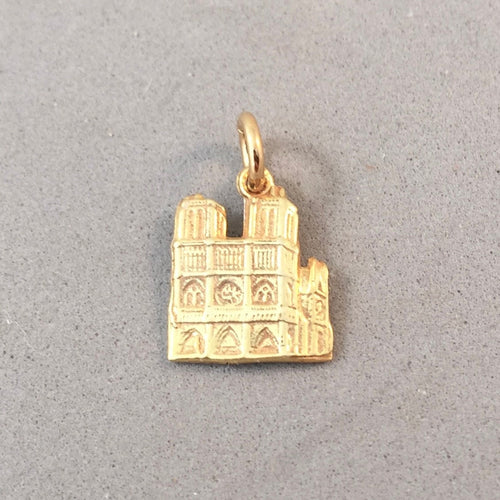 NOTRE DAME Small Gold Plated .925 Sterling Silver Charm Pendant Paris France Europe Landmark Monument Travel Souvenir New tf02g