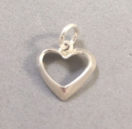 Sale!!! OPEN HEART ROUNDED .925 Sterling Silver Charm Pendant Love Valentine Sweet Little Shiny High Polish SL18G