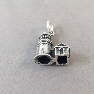 CAPE MEARES LIGHTHOUSE .925 Sterling Silver Charm Pendant Oregon Coast State Park Beach Tillamook Bay nw33