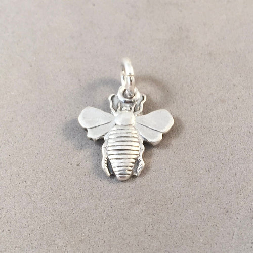 BEE .925 Sterling Silver 3-D Charm Pendant Garden Insect Bug Honey BI04