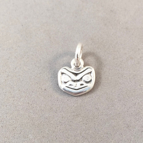 TOTEM HEAD Small .925 Sterling Silver 3-D Charm Pendant Face Alaska Pacific Northwest Canada Seattle Native American NW32