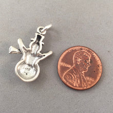 Load image into Gallery viewer, SNOWMAN .925 Sterling Silver 3-D Charm Pendant Christmas X-mas Holiday Snow Frosty hl11