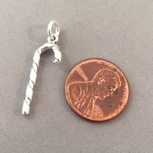 Load image into Gallery viewer, CANDY CANE .925 Sterling Silver 3-D Charm Pendant Christmas X-mas Holiday hl08