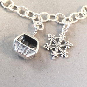 WINTER WONDERLAND BRACELET .925 Sterling Silver Charm Bracelet Snowman Ski Gondola Skis Pinecone Acorns Snowflake Scarf Fir Tree