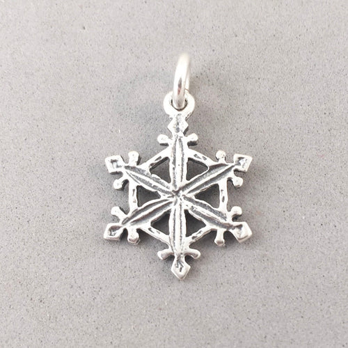 SNOWFLAKE .925 Sterling Silver Charm Pendant Snow Christmas Holiday Winter Sports HL15