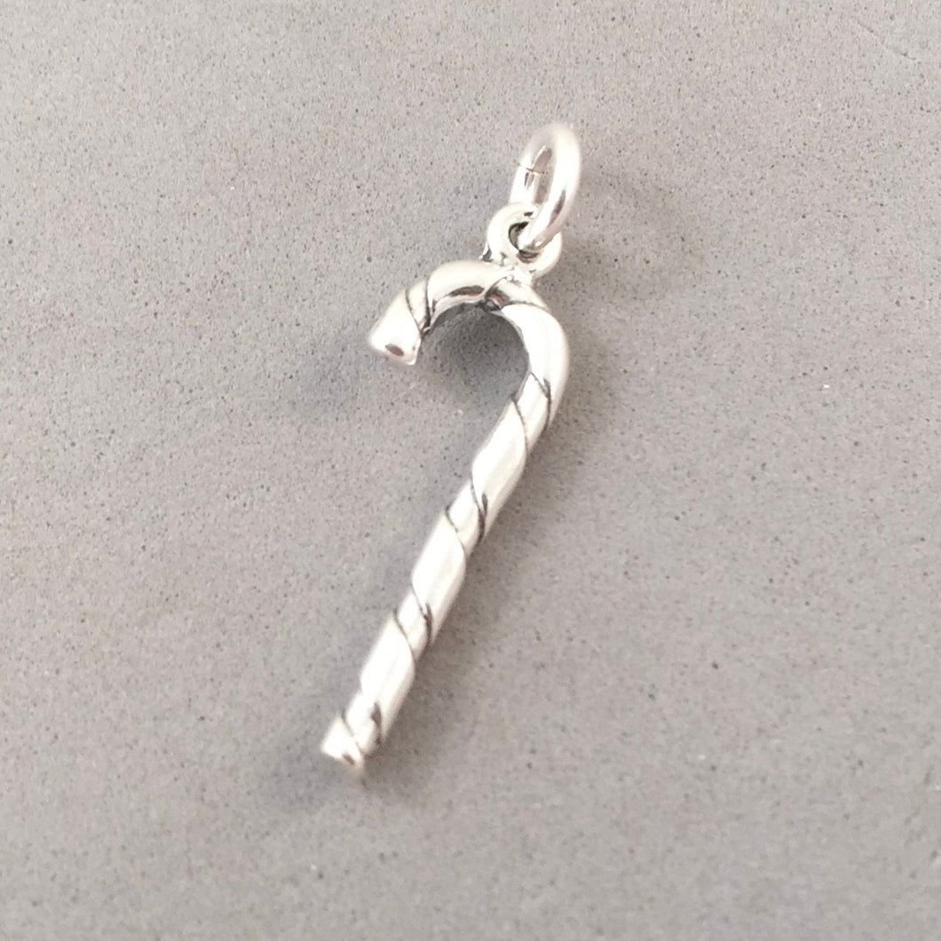 CANDY CANE .925 Sterling Silver 3-D Charm Pendant Christmas X-mas Holiday hl08