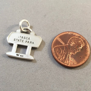 MISSISSIPPI HEADWATERS .925 Sterling Silver Charm Pendant Itasca State Park Minnesota Sign River TU07