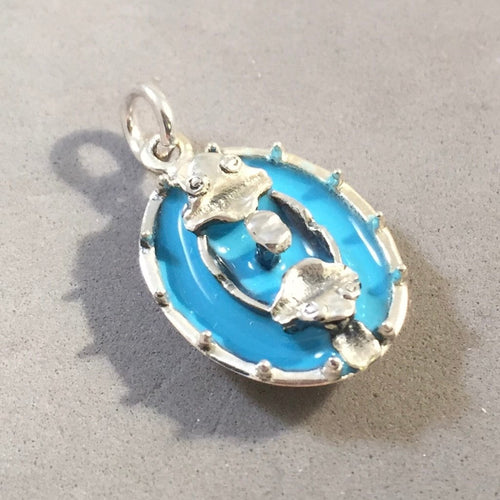FONTANA DELLA BARCACCIA Enamel .925 Sterling Silver Charm Pendant Rome Italy piazza di Spagna Spanish Steps ti62E