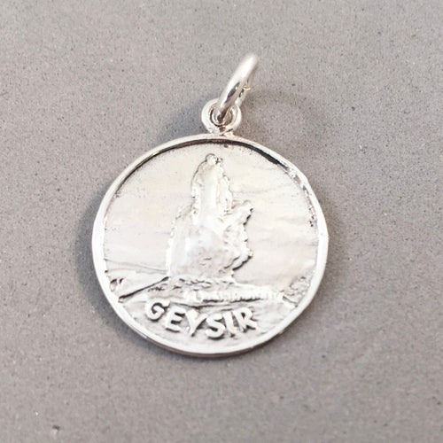 GREAT GEYSIR .925 Sterling Silver Charm Pendant Iceland Souvenir TN19
