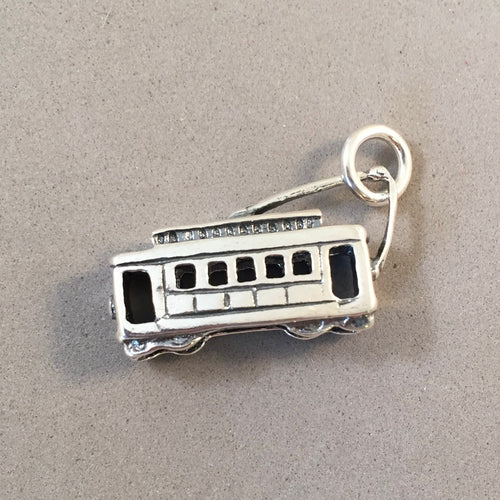 STREETCAR .925 Sterling Silver 3-D Charm Pendant New Orleans NOLA Post Street French Quarter trolley Cable Street Car TU02