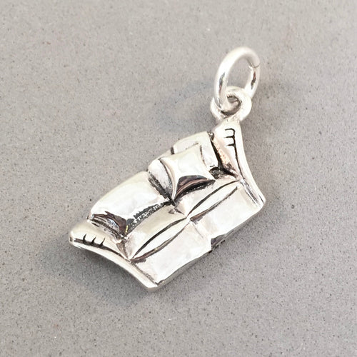 COUCH .925 Sterling Silver 3-D Charm Pendant Furniture Home Love Seat Chair hm19