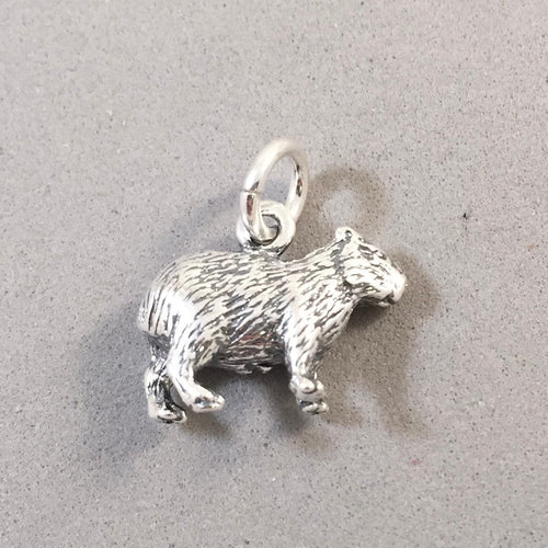 CAPYBARA .925 Sterling Silver 3-D Charm Pendant Peru Argentina Central South America Giant Rodent Guinea Pig an12