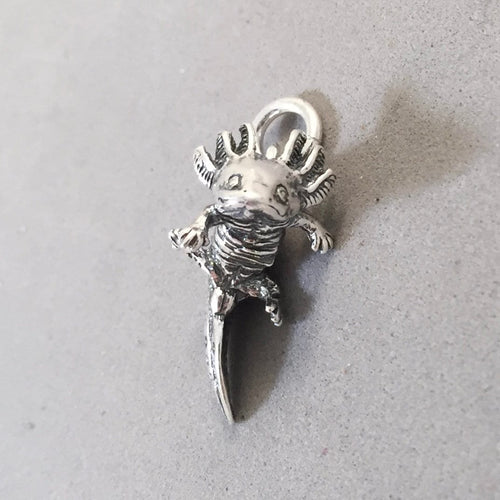 AXOLOTL .925 Sterling Silver 3-D Charm Pendant Salamander Lake Xochimilco Mexico NT46