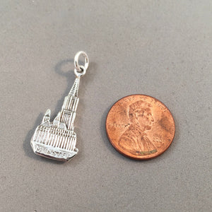 ULM MUNSTER CHURCH .925 Sterling Silver Charm Pendant Double Sided Europe Germany Lutheran tg28