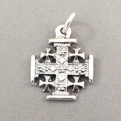 JERUSALEM CROSS .925 Sterling Silver Charm Pendant Faith Religion Jewish Israel Travel Souvenir tz18