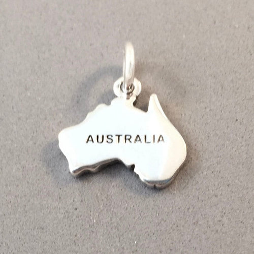 AUSTRALIA MAP .925 Sterling Silver Charm Pendant Country Sydney Perth Melbourne Brisbane Souvenir CT18-AU