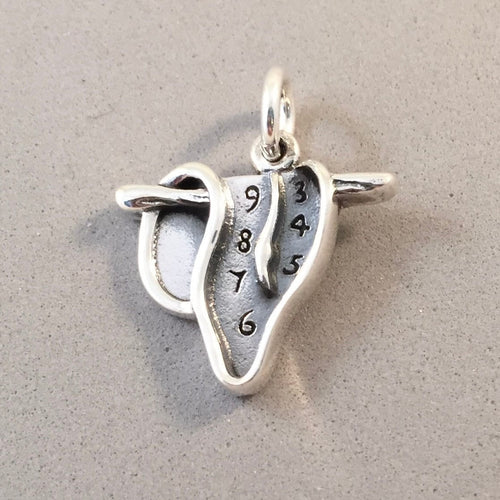 MELTING CLOCK .925 Sterling Silver Charm Pendant Salvador Dali Painting Museum Art Spain Souvenir tp23
