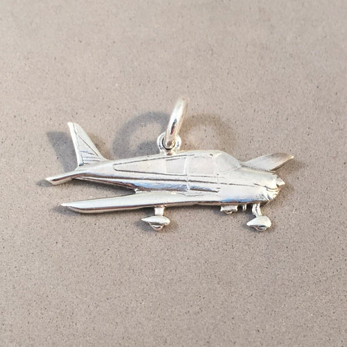 PRIVATE PLANE .925 Sterling Silver 3-D Charm Pendant Personal Charter Jet Airlane VH03