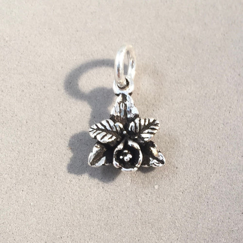 Sale!!! FLOWER .925 Sterling Silver Charm Pendant Small Oxidized GA62