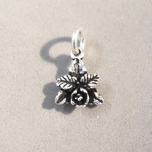 Sale! FLOWER .925 Sterling Silver Charm Pendant Small Oxidized GA162