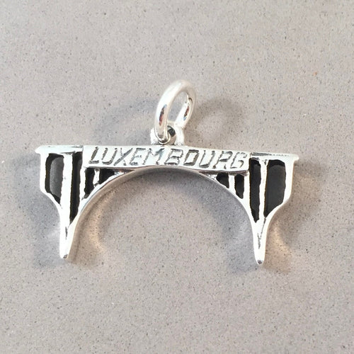 LUXEMBOURG BRIDGE 3-D .925 Sterling Silver Charm Pendant Pont Adolphe Souvenir Europe TE17