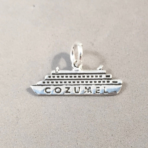 COZUMEL CRUISE SHIP .925 Sterling Silver Charm Pendant Mexico Tourist Travel TM23