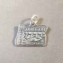 Load image into Gallery viewer, OREGON MAP .925 Sterling Silver State Map Charm New All 50 States USA available Travel Souvenir Portland Salem ST-OR