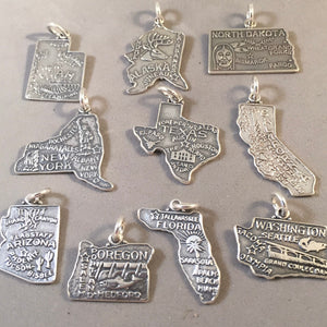 OREGON MAP .925 Sterling Silver State Map Charm New All 50 States USA available Travel Souvenir Portland Salem ST-OR