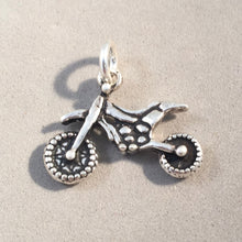 Load image into Gallery viewer, Sale! DIRT BIKE .925 Sterling Silver 3-D Charm Pendant Motocross Trail Track Super Cross Motorcycle Racing Motor Vehicle SP100