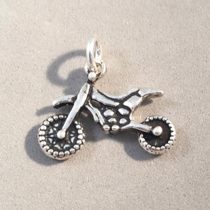 Sale! DIRT BIKE .925 Sterling Silver 3-D Charm Pendant Motocross Trail Track Super Cross Motorcycle Racing Motor Vehicle SP100