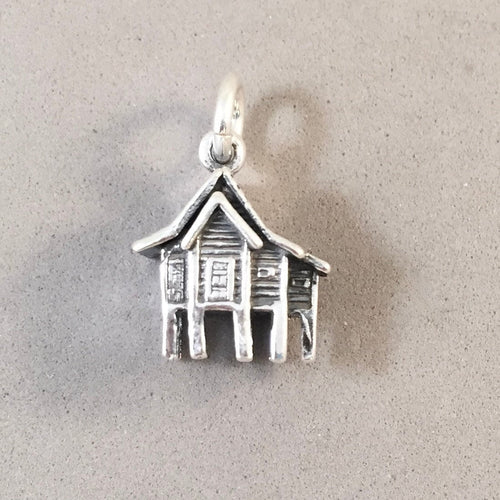 MALAY HOUSE .925 Sterling Silver 3-D Charm Pendant Traditional Kampong Malaysia TA44