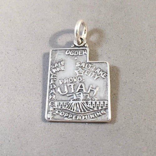 Sale! UTAH MAP .925 Sterling Silver State Map Charm New Travel Souvenir Salt Lake City Ogden Provo ST-UT