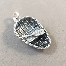 Load image into Gallery viewer, CORACLE BOAT .925 Sterling Silver 3-D Charm Pendant Welsh UK Great Britain Wales India Vietnam Ireland Souvenir Tb57